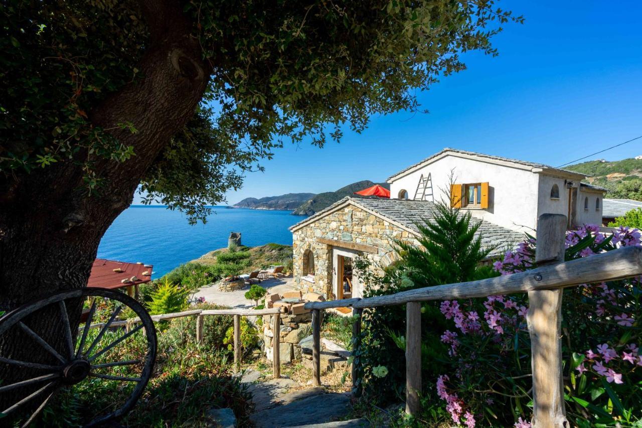 Coin De Paradis Vue Dominante Sur Mer, Montagne Et Tour Genoise Avec Jacuzzi Pino Exterior foto